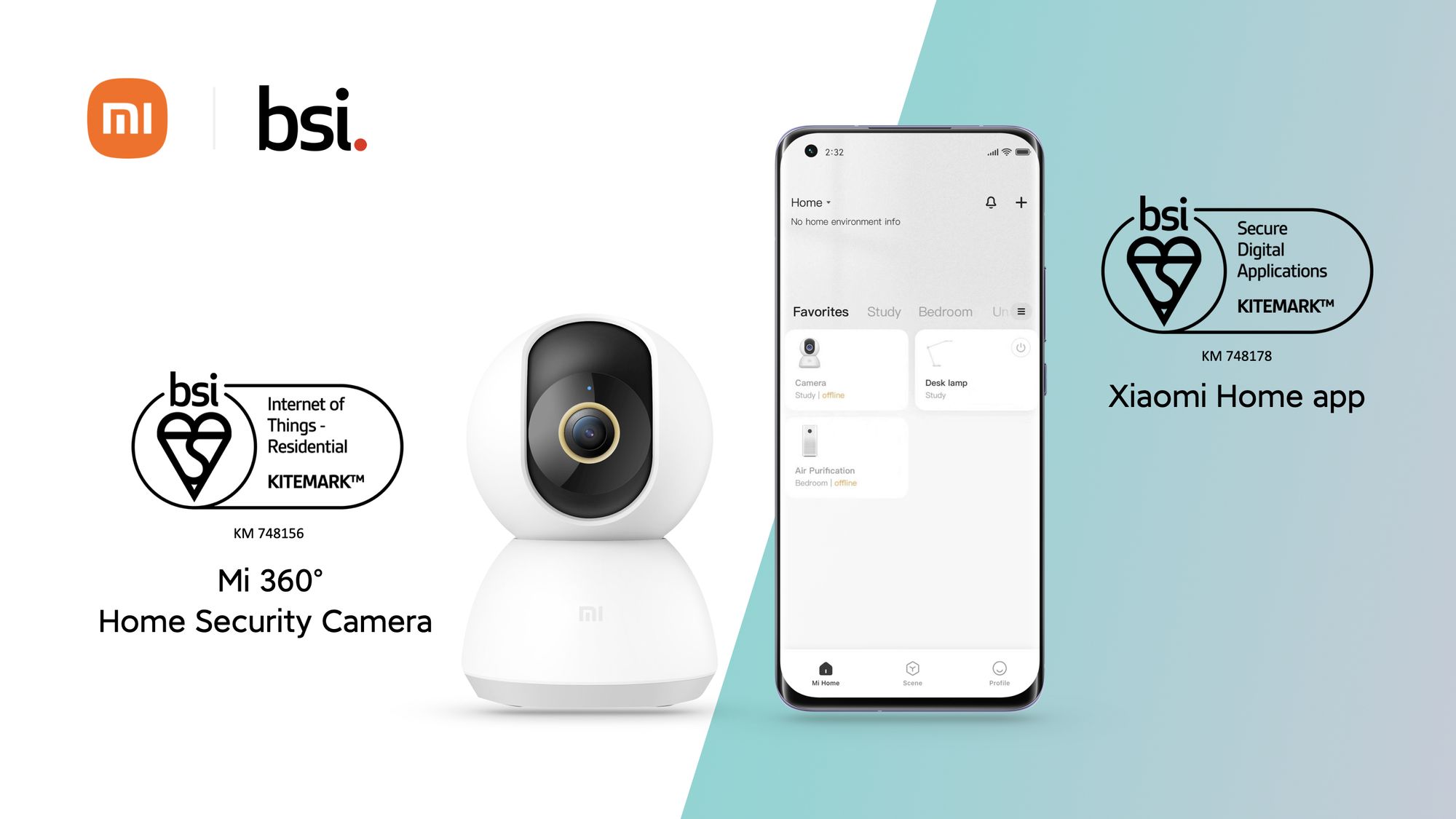 Camera Mi 360° Home Security Camera và ứng dụng Xiaomi Home đạt Chứng nhận BSI Kitemark™